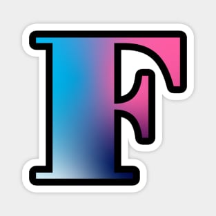 Capital Letter F Monogram Gradient Pink Blue White Magnet