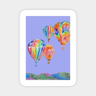 Hot Air Balloon Watercolor Painting on Lavender Purple Balloons Magnet