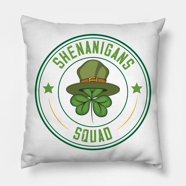 Shenanigans Squad Funny St. Patrick's Day Pillow by chidadesign