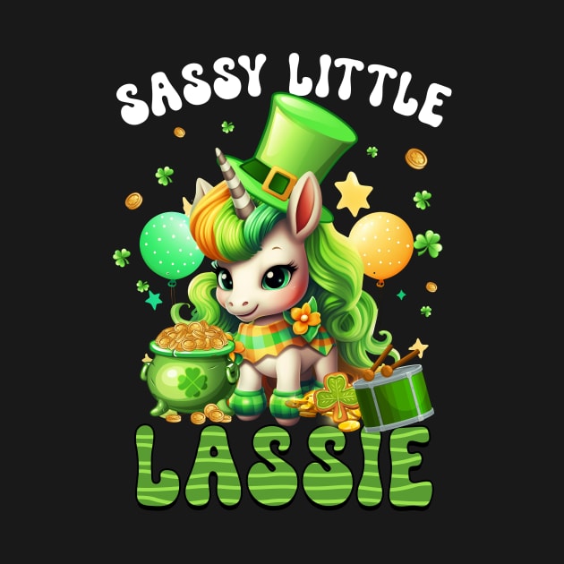 Sassy Little Lassie Cute Saint Pattys Girls Lepricorn St Patricks Day Unicorn by inksplashcreations