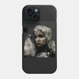 Beautiful girl, warrior with a shield, knight. Dark but beautiful. Yellow, green, white. Phone Case