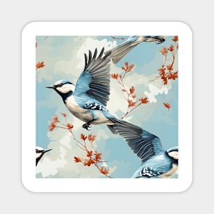 North American Birds - Bluejay Flying Magnet