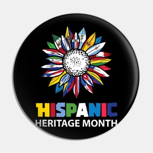 Hispanic Heritage Month Latino Counties Flags Sunflower Pin