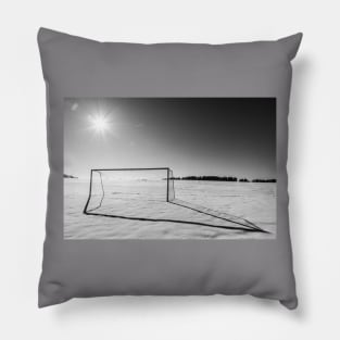 Soccer goal on the beach Pillow