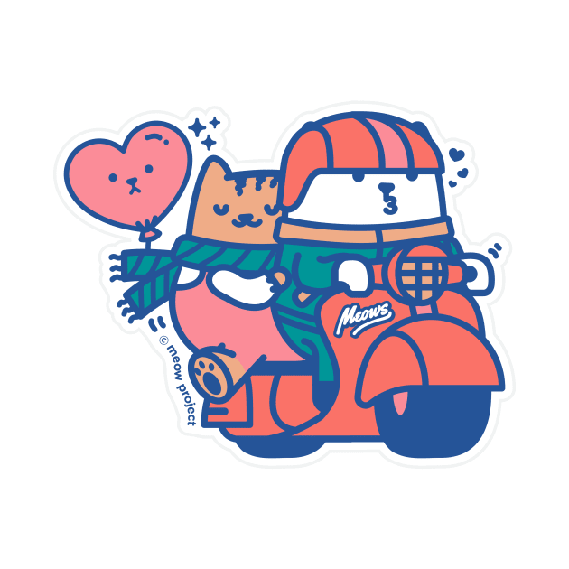 Pink and Red Couple Scooter Cats by meowproject