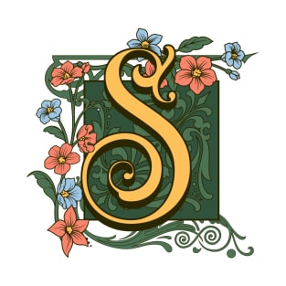 Art Nouveau Letter S, Ornamental Letter S, Art Deco T-Shirt