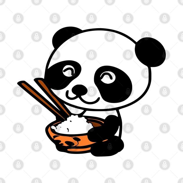 Baby Panda Bear Eating Rice by Solenoid Apparel