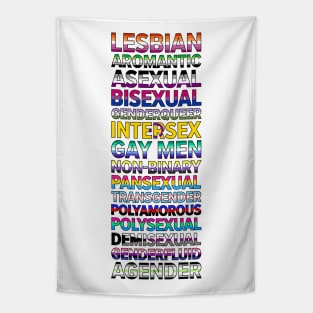 LGBTQ+ flags in text Tapestry