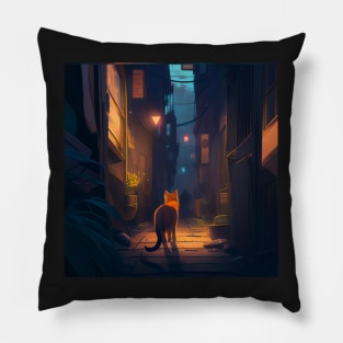 Alley Cat in Auburn Pillow