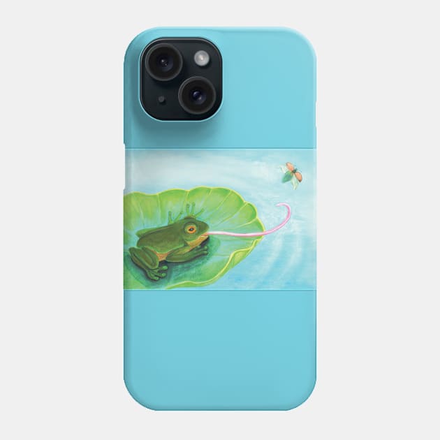 Frog Catching Bug Phone Case by Julia Doria Illustration