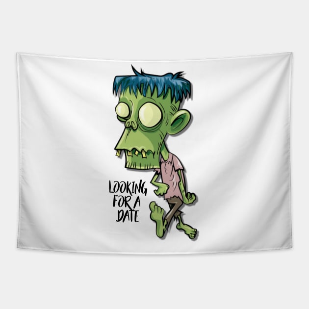 zombie looking for a date for halloween party Tapestry by Alegra Stoic