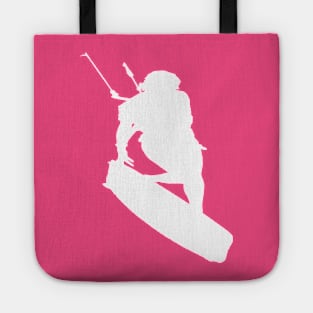 Kitesurfers Freestyle Kite Female Rider White Silhouette Tote