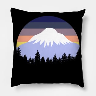 Retro Sunset Pacific Northwest Forest Pillow