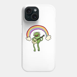 frog with banjo under rainbow Phone Case