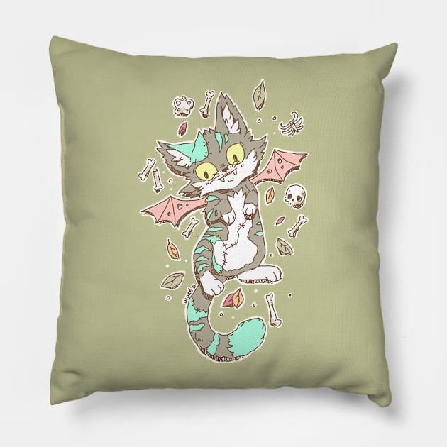 Monster Cat Pillow by Freeminds