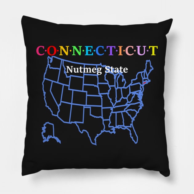 Connecticut, USA. Nutmeg State. (Map Version) Pillow by Koolstudio