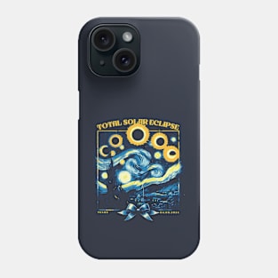 Total Solar Eclipse 2024 // Vintage Starry Night Fan Art Phone Case