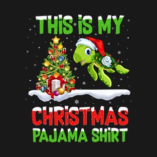 Funny Xmas Santa This Is My Sea Turtle Christmas Pajama T-Shirt