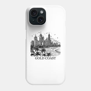 gold coast australia city simple line art illustration Phone Case