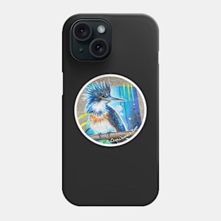 Belted Kingfisher Chalk Art Sticker Phone Case