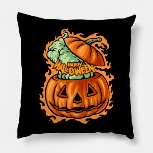 happy halloween jack o lantern illustration Pillow