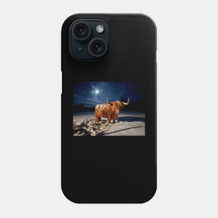 Scottish Highland Cattle Cow and Moon Phone Case