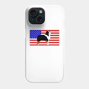 miniature american shepherd black tri silhouette on flg Phone Case