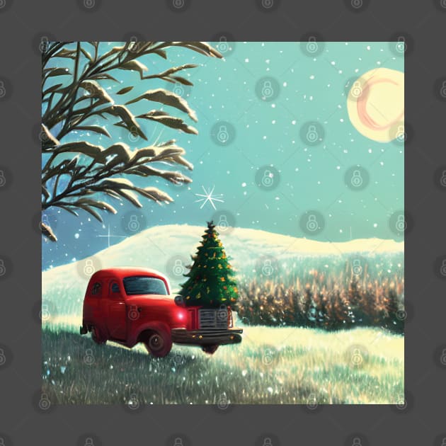 Vintage Red Christmas Truck Wanderlust in the Xmas Tree Farm 60s Christmas Vacation by DaysuCollege