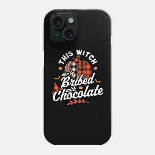 This Witch Can Be Bribed With Chocolate Halloween Fall Plaid Phone Case