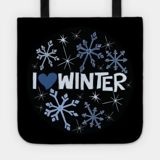 I Heart Winter Illustrated Text with snowflakes Tote