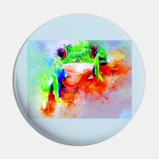 Watercolor Red Eyed Tree Frog Pin