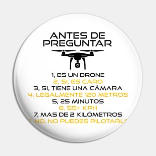 Drone Pregunta Negro Español Pin