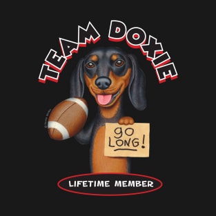 Black Dachshund Holding Football T-Shirt