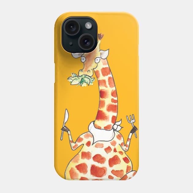 Giraffe - eat your greens Phone Case by Richard Stelmach Art