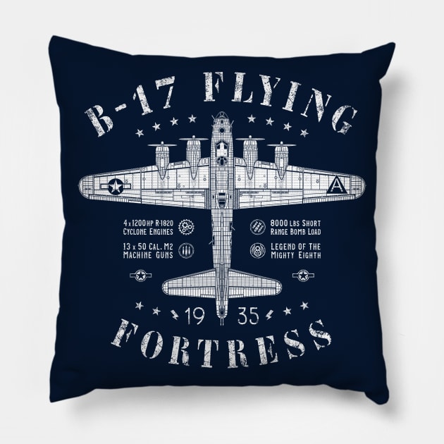 B-17 Flying Fortress Pillow by 909 Apparel