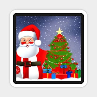 Santa and Christmas Tree Magnet