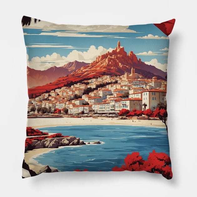 Corsica France Vintage Poster Tourism Pillow by TravelersGems