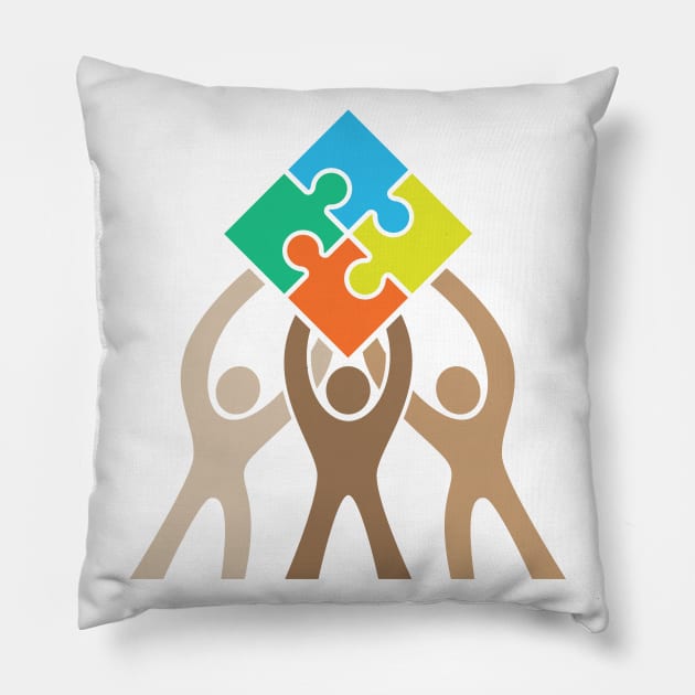 Teamwork and Unity Jigsaw Puzzle Logo Pillow by hobrath