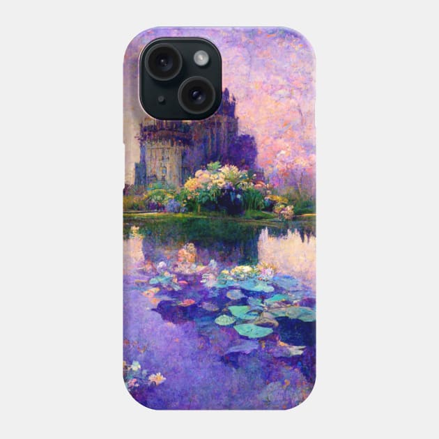 Fantasy Purple Castle Impressionism Calming Zen Painting Phone Case by joannejgg