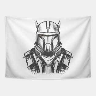 Modern Bounty Hunter Sketch Art Tapestry