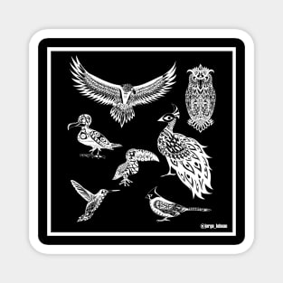 the not so angry animal square of birds in mexican totonac patterns ecopop art Magnet