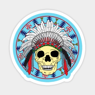 Sioux Native American Indian Skull in Headdress Magnet