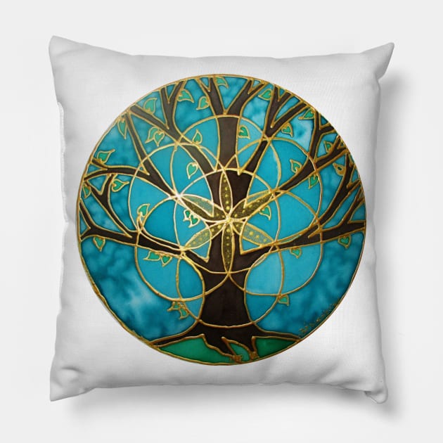 Gold and Black Tree of Life Pillow by designsbycreation