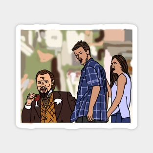 Drinking Leo and Distracted Boyfriend Meme Magnet