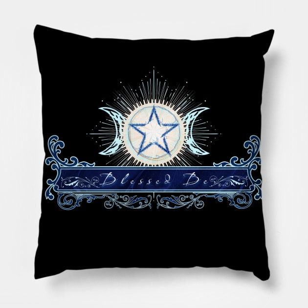 Blessed Be - Blue Edition - Version 2 Pillow by mythikcreationz