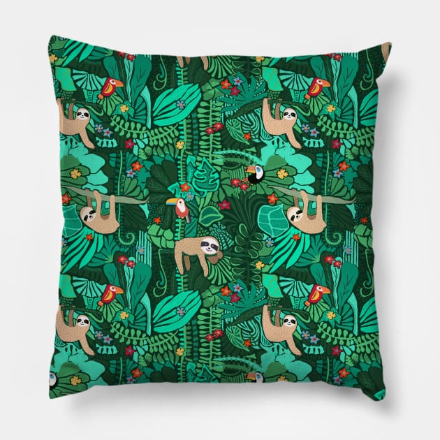 Hang in there sloth Pillow by Sandra Hutter Designs