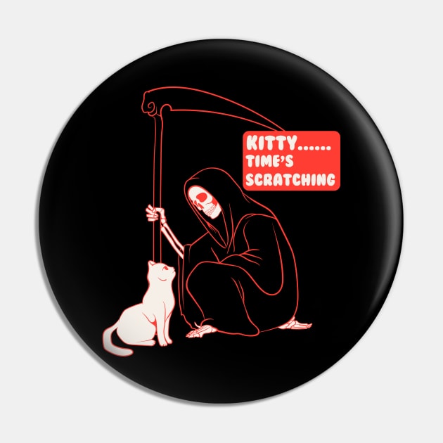 Grim Reaper And Cat Pin by Oiyo