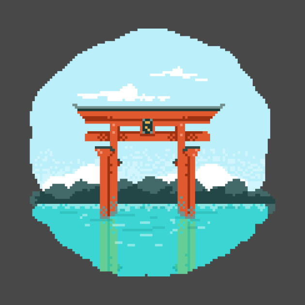 Torii Gate Pixel Art - Torii Gate - T-Shirt | TeePublic