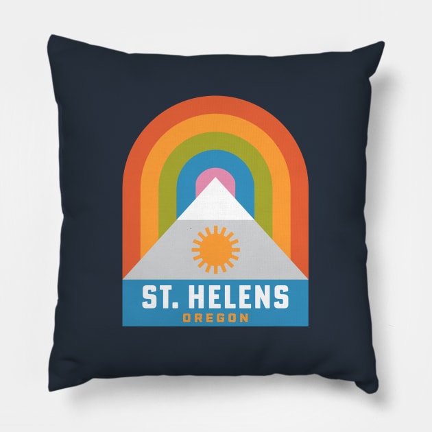 St. Helens Oregon Rainbow Camping HIking Pillow by PodDesignShop