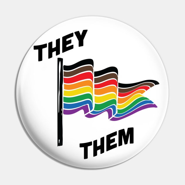 They/Them Pronouns Retro Banner Pin by lavenderhearts
